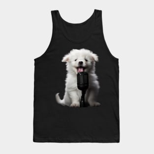 White cloud Puppy Singing Tank Top